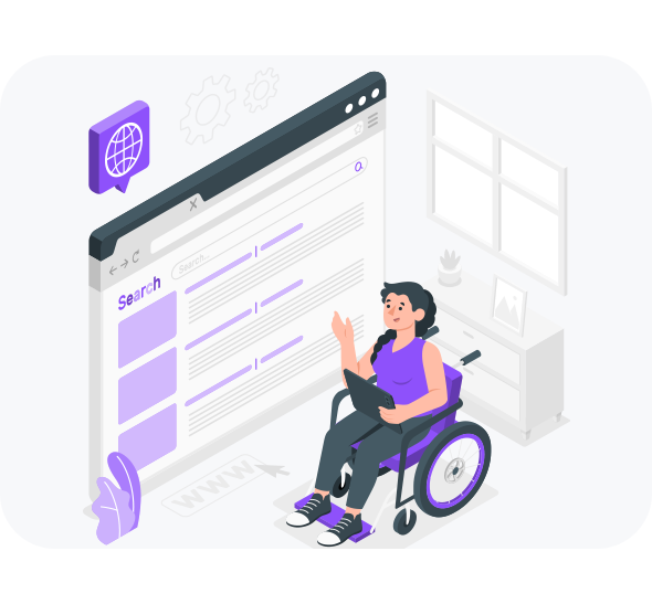 An infographic showing a wheelchair-bound person with a handheld device explaining directives of E E A in Augmented reality visual